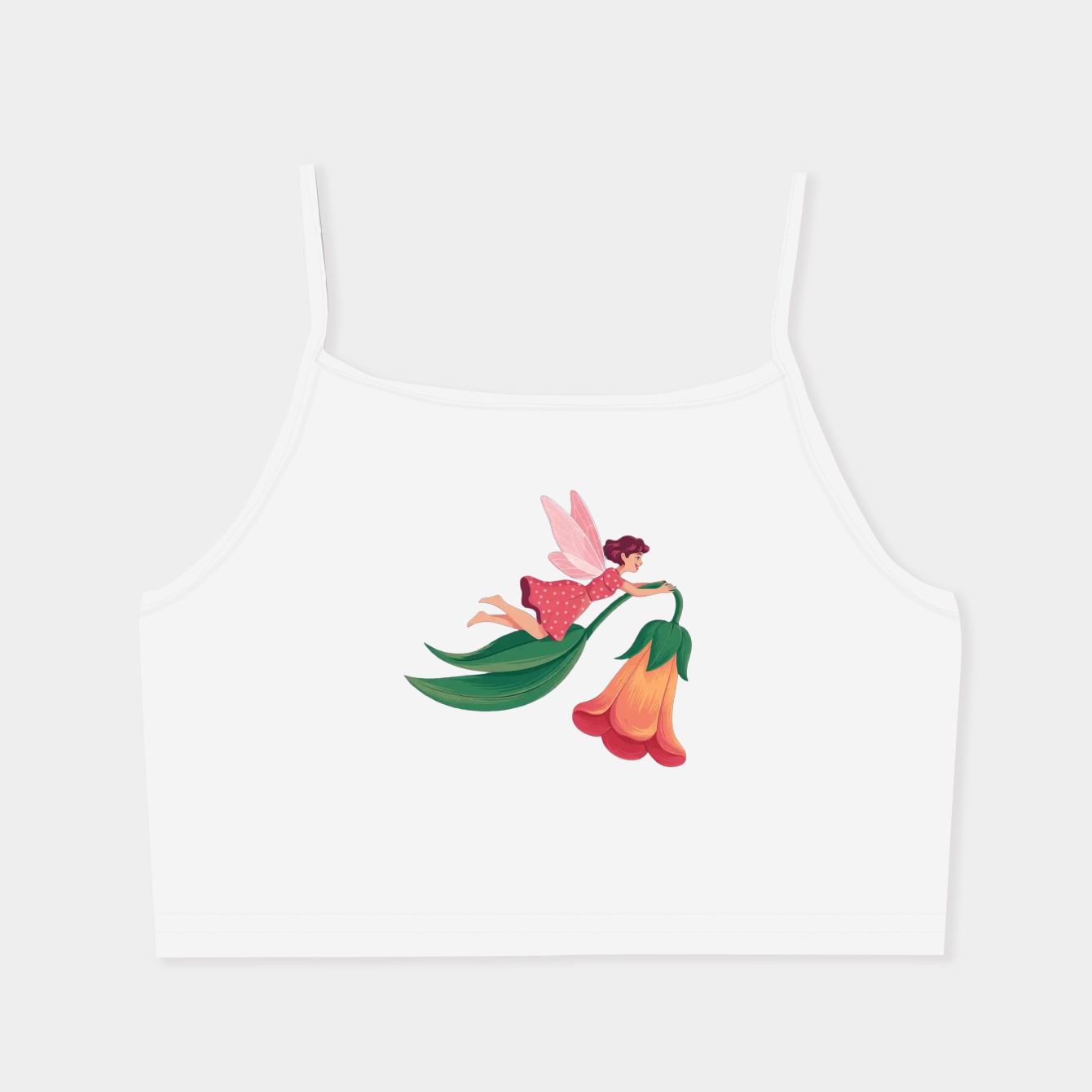 fly with flower Women's  Spaghetti Strap Tank Top