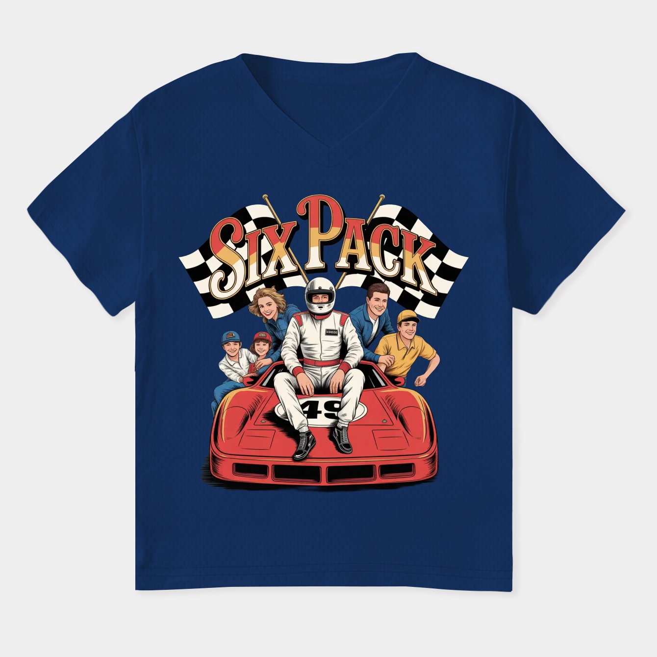 Six Pack Racing Crew Women's Plus Size V-Neck T-Shirt
