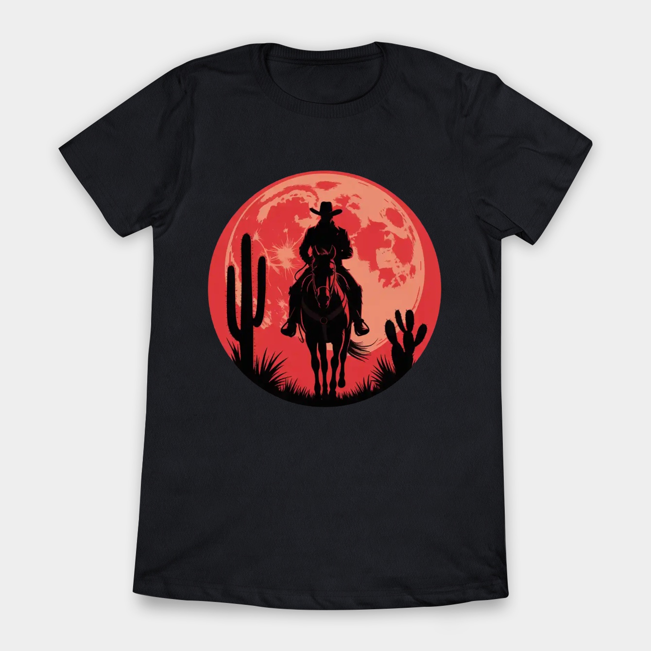 Red moon western silhouette Women's T-Shirt