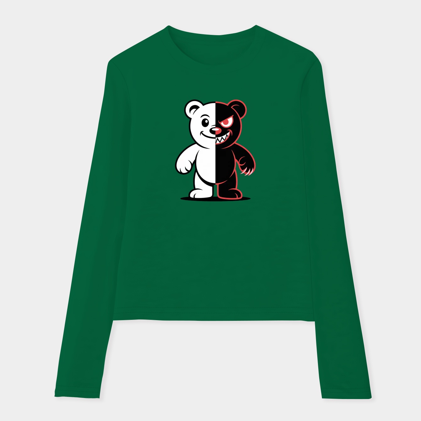 Monokuma Bear Split Design Women's Soft Long Sleeve T-Shirt