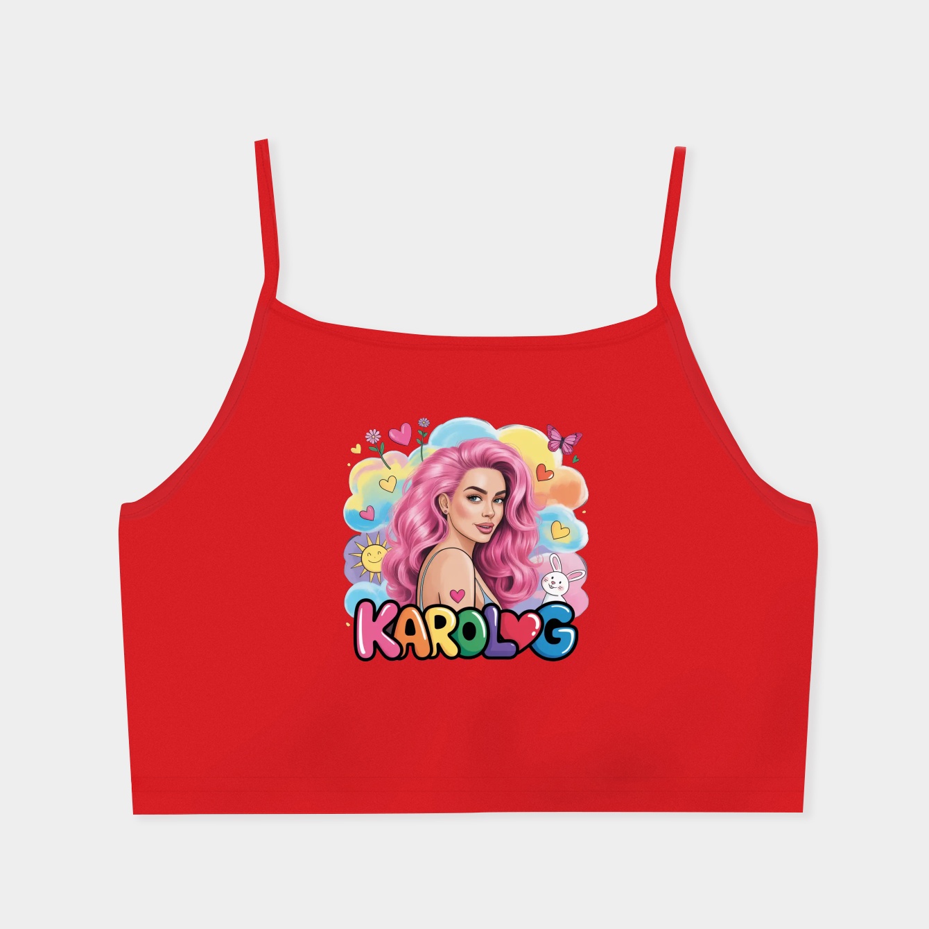 Karol G Pink Women's  Spaghetti Strap Tank Top