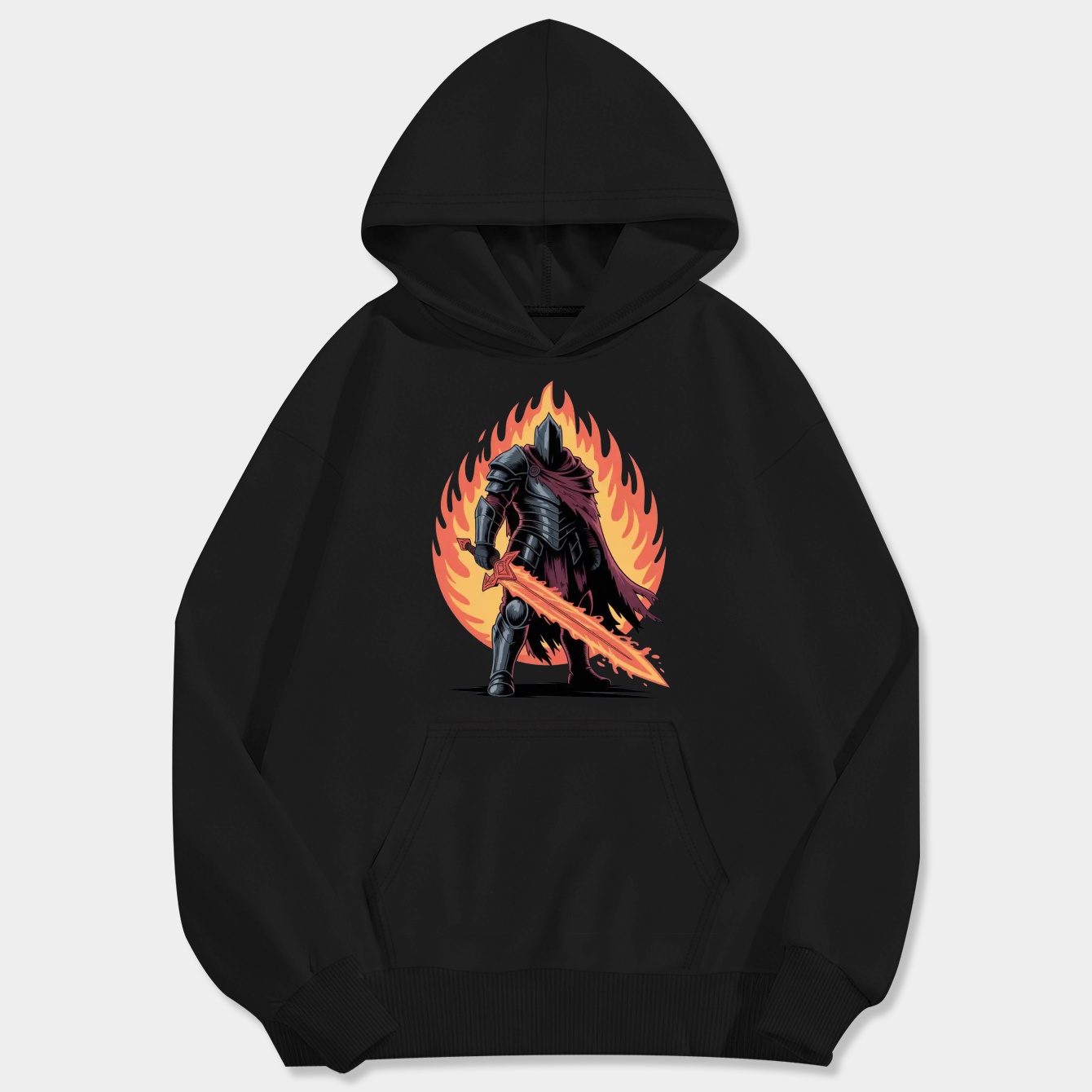 dark soul flame warrior Men's Big & Tall Hoodie