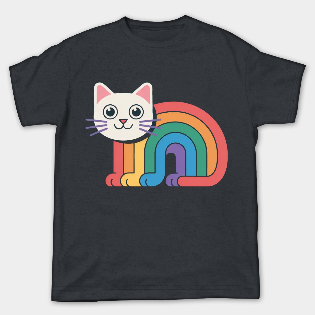 cat rainbow arch design Women's Plus Size T-shirt
