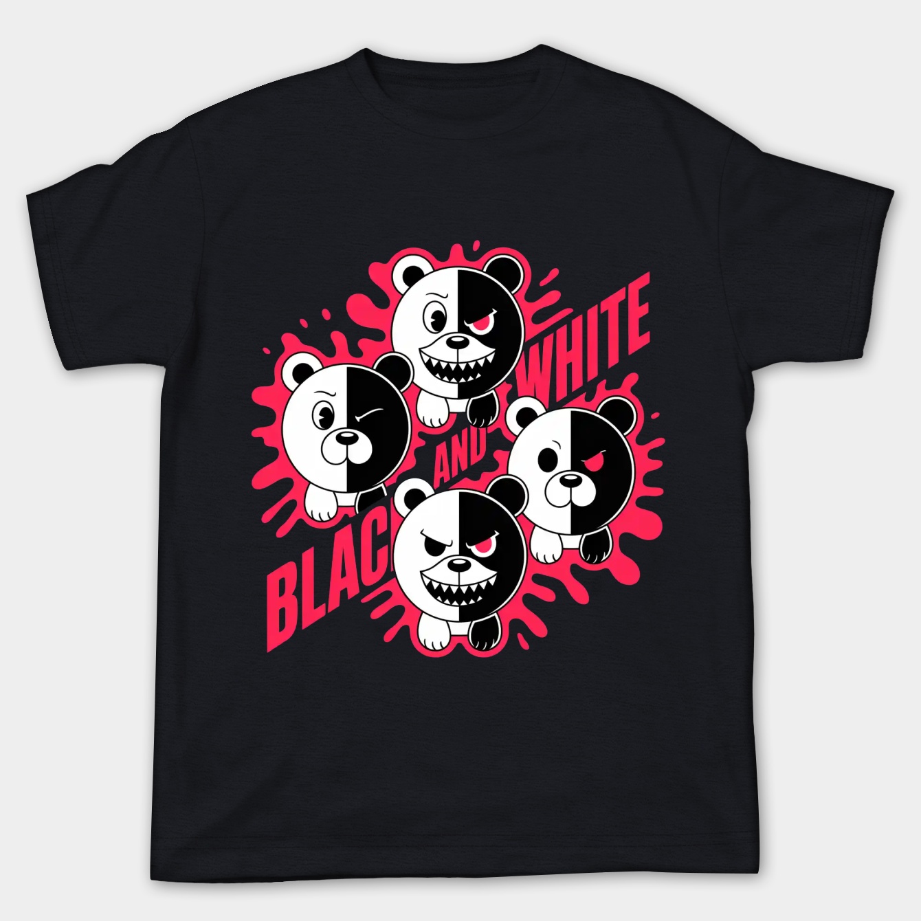 Danganronpa Monochrome Bear Pattern Women's Plus Size T-shirt