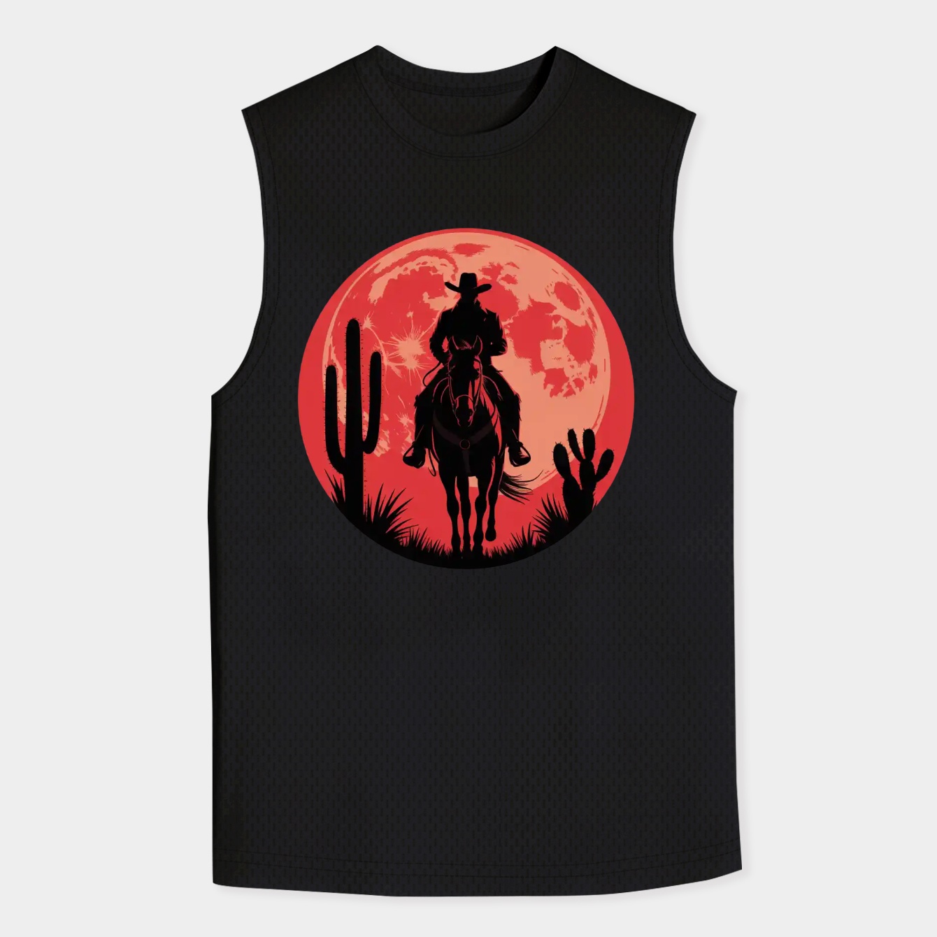 Red moon western silhouette Men's Tank Top