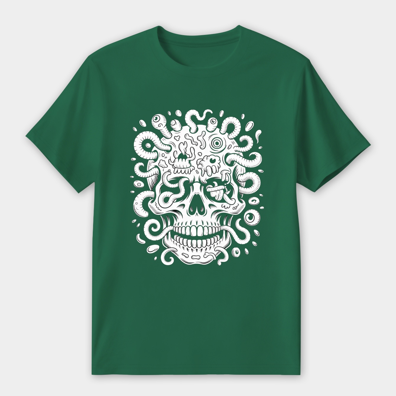 Skull with Surreal Doodle Elements Women's Premium Soft T-Shirt