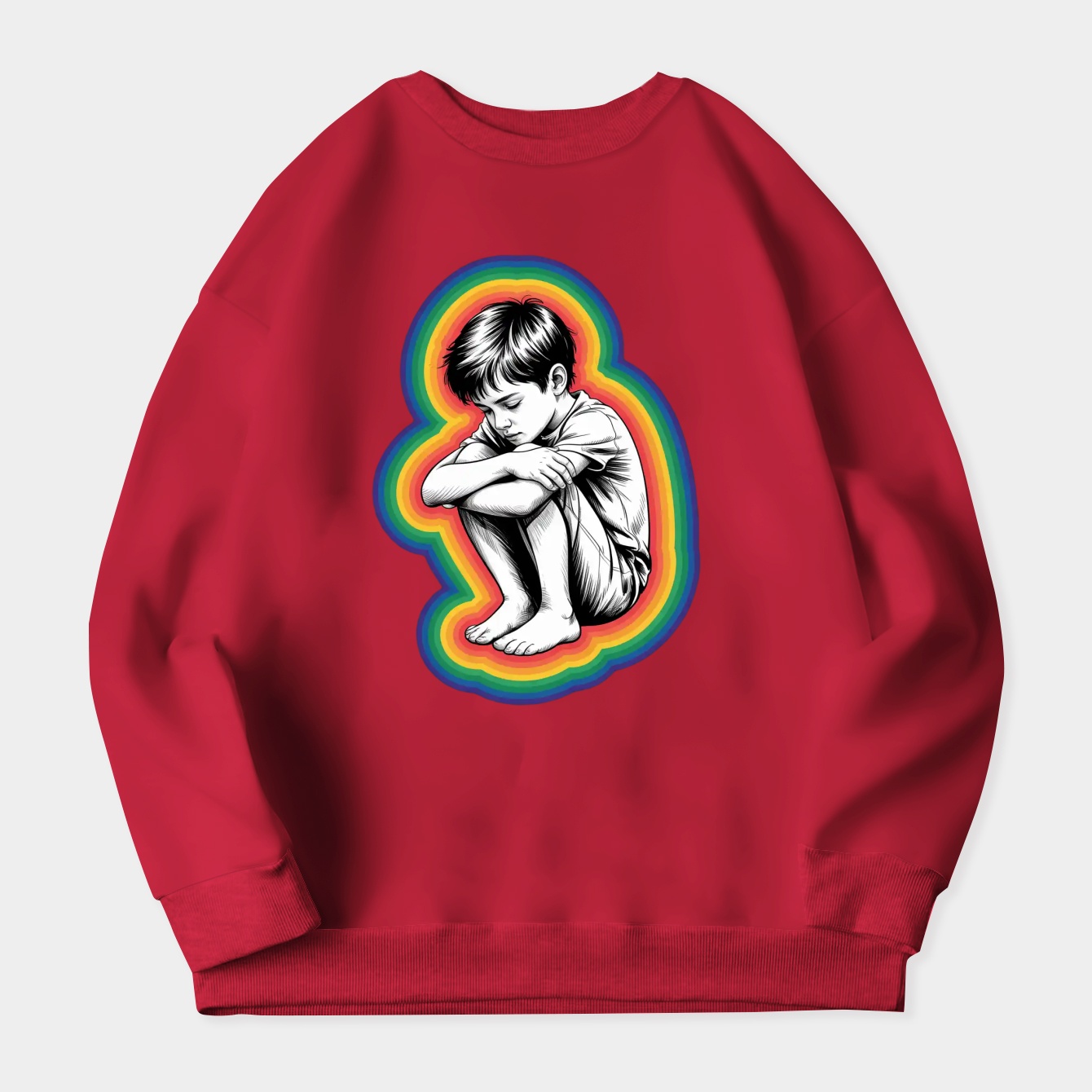 Kid Version Rainbow Outline Women's Crewneck Sweatshirt