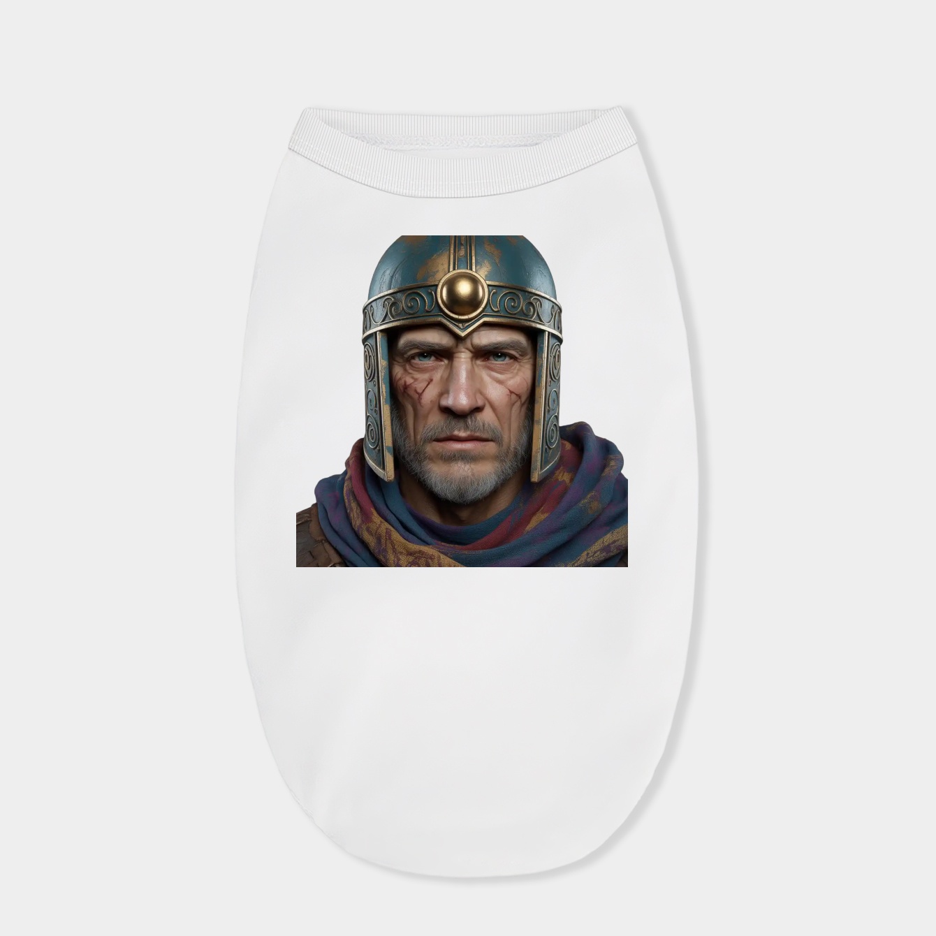 Epic Portrait of a Weathered Warrior Face Close-Up Dog Shirt