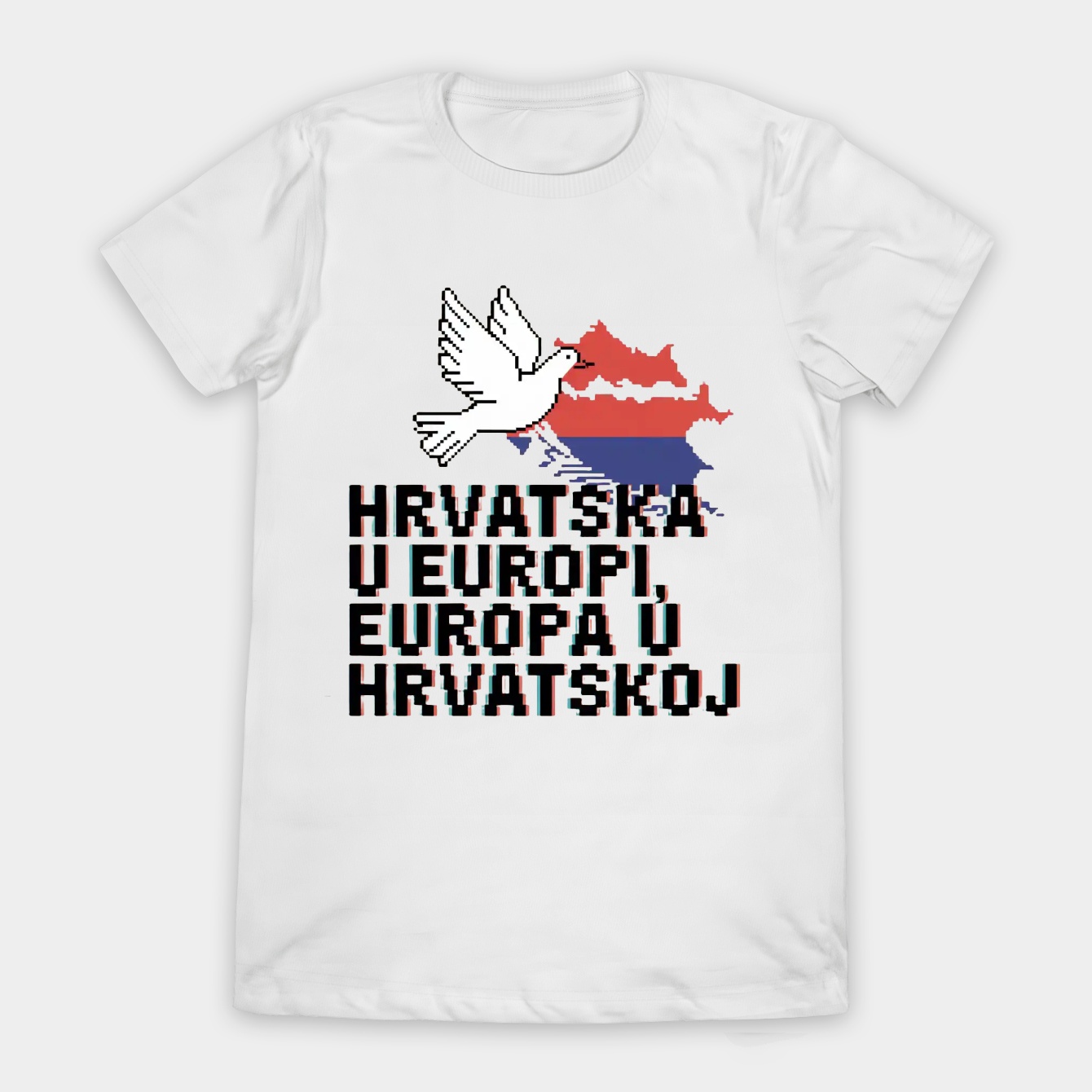 Glitch Peace Dove Over Balkans Women's T-Shirt