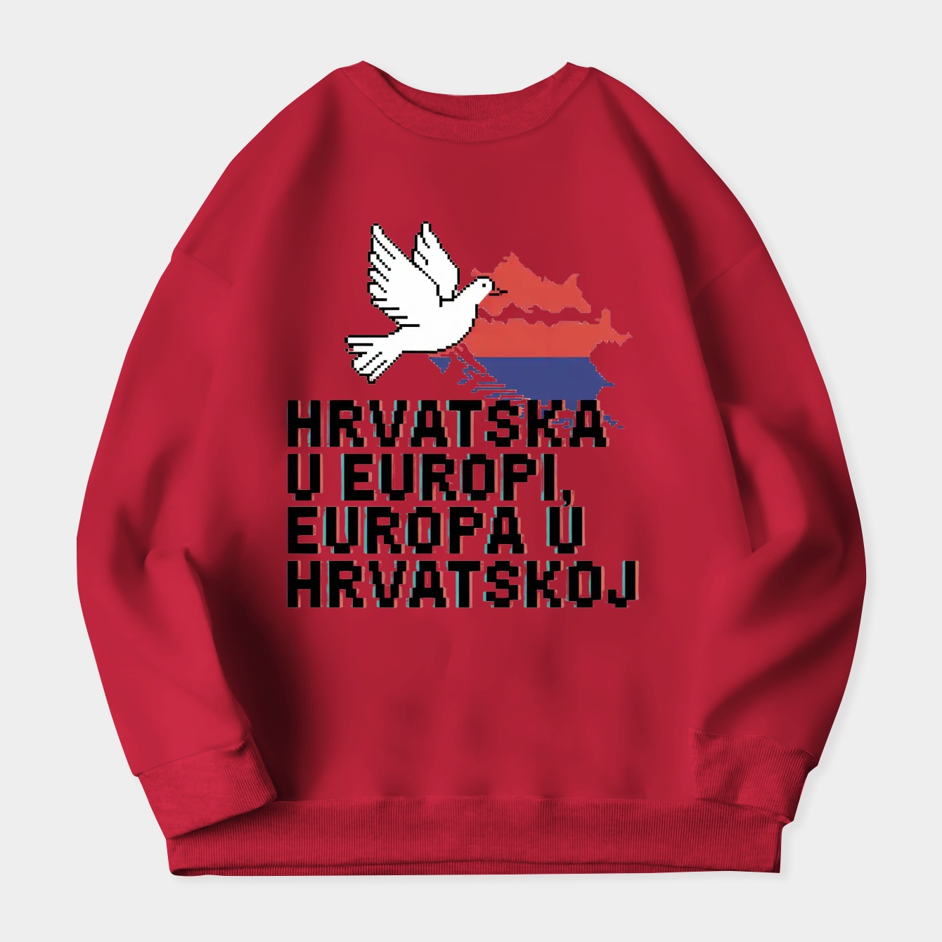 Glitch Peace Dove Over Balkans Women's Crewneck Sweatshirt