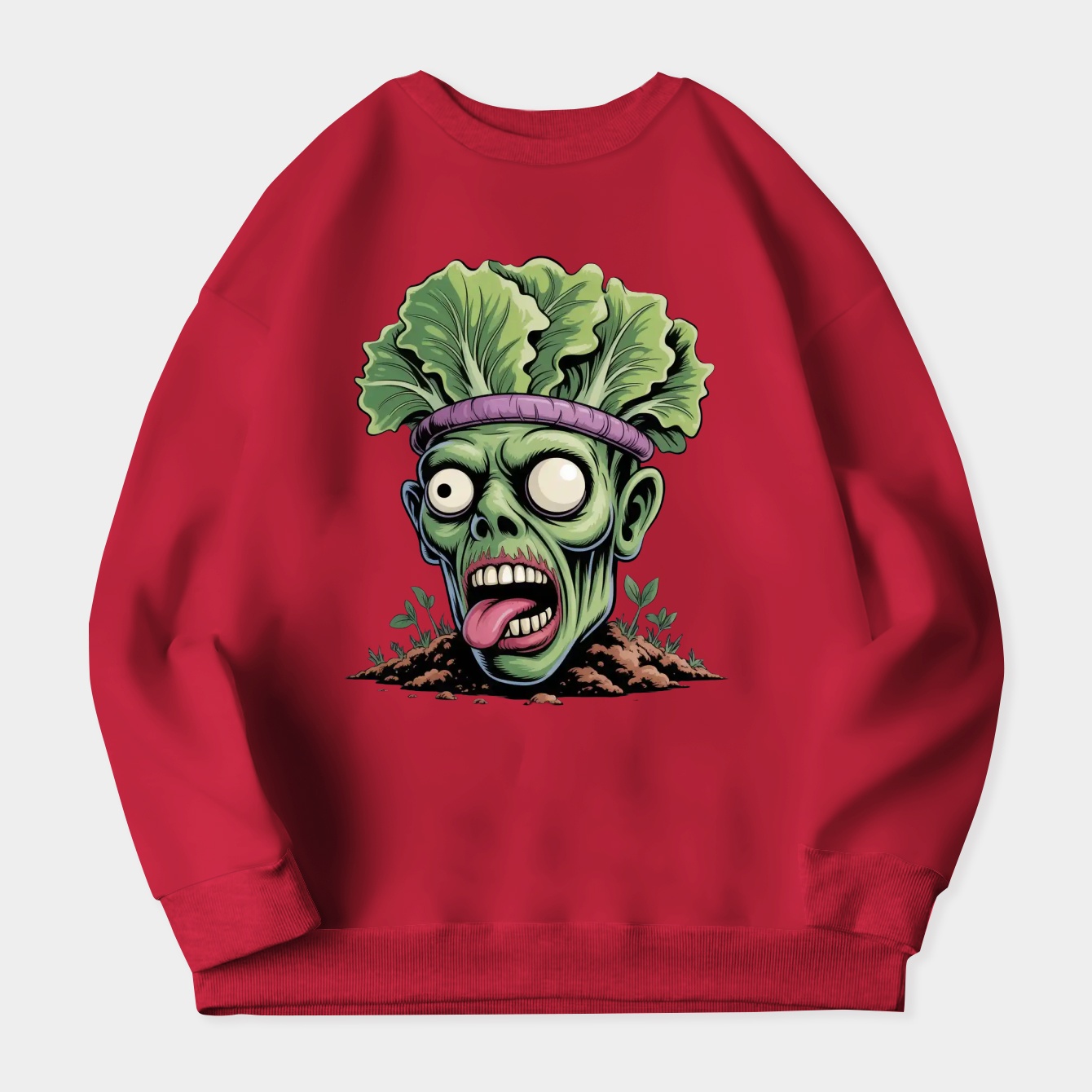 Zombie lettuce coming out of the ground Women's Crewneck Sweatshirt