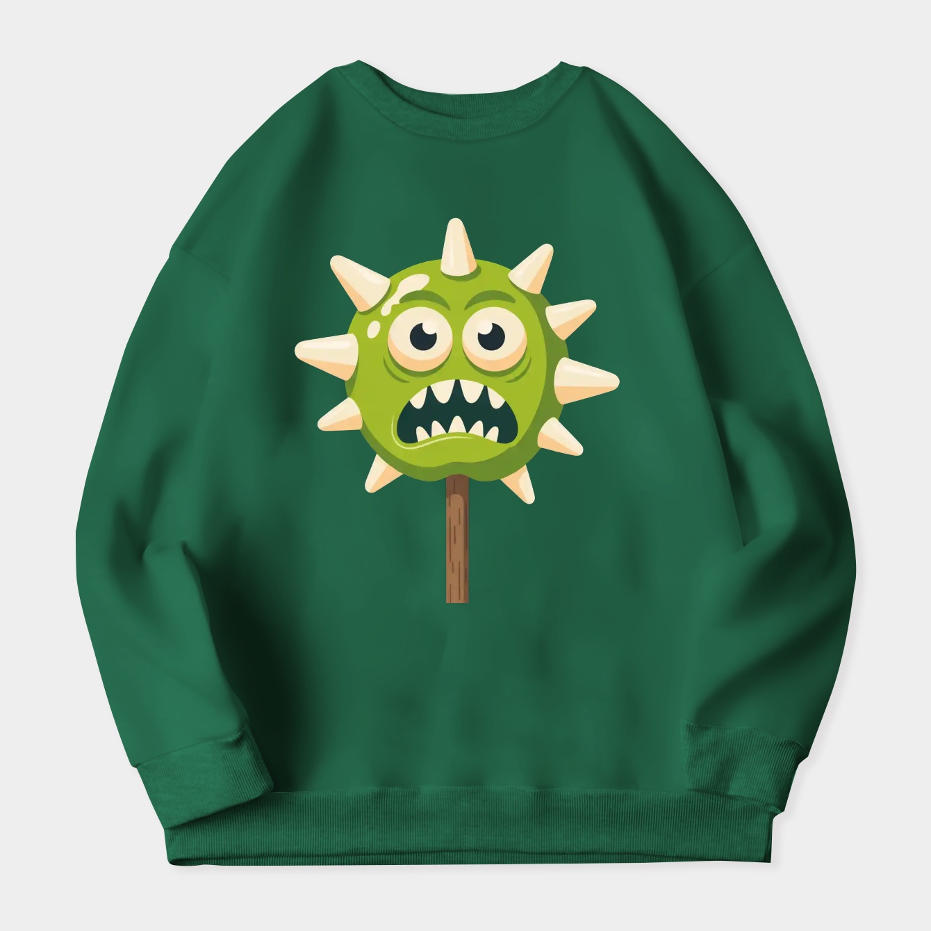Cozy green caramel apple monster Women's Crewneck Sweatshirt