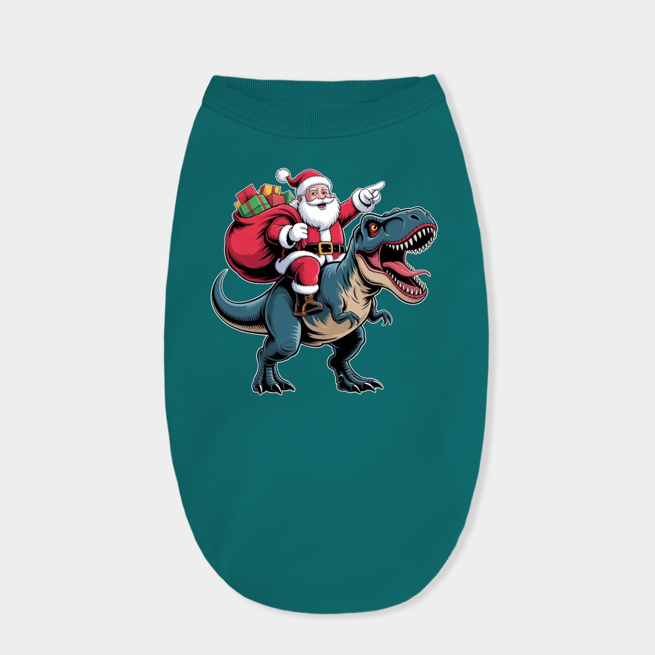 Santa Riding Dinosaur T rex Christmas Gifts X-mas Kids Boys Girls Man Women Dog Shirt