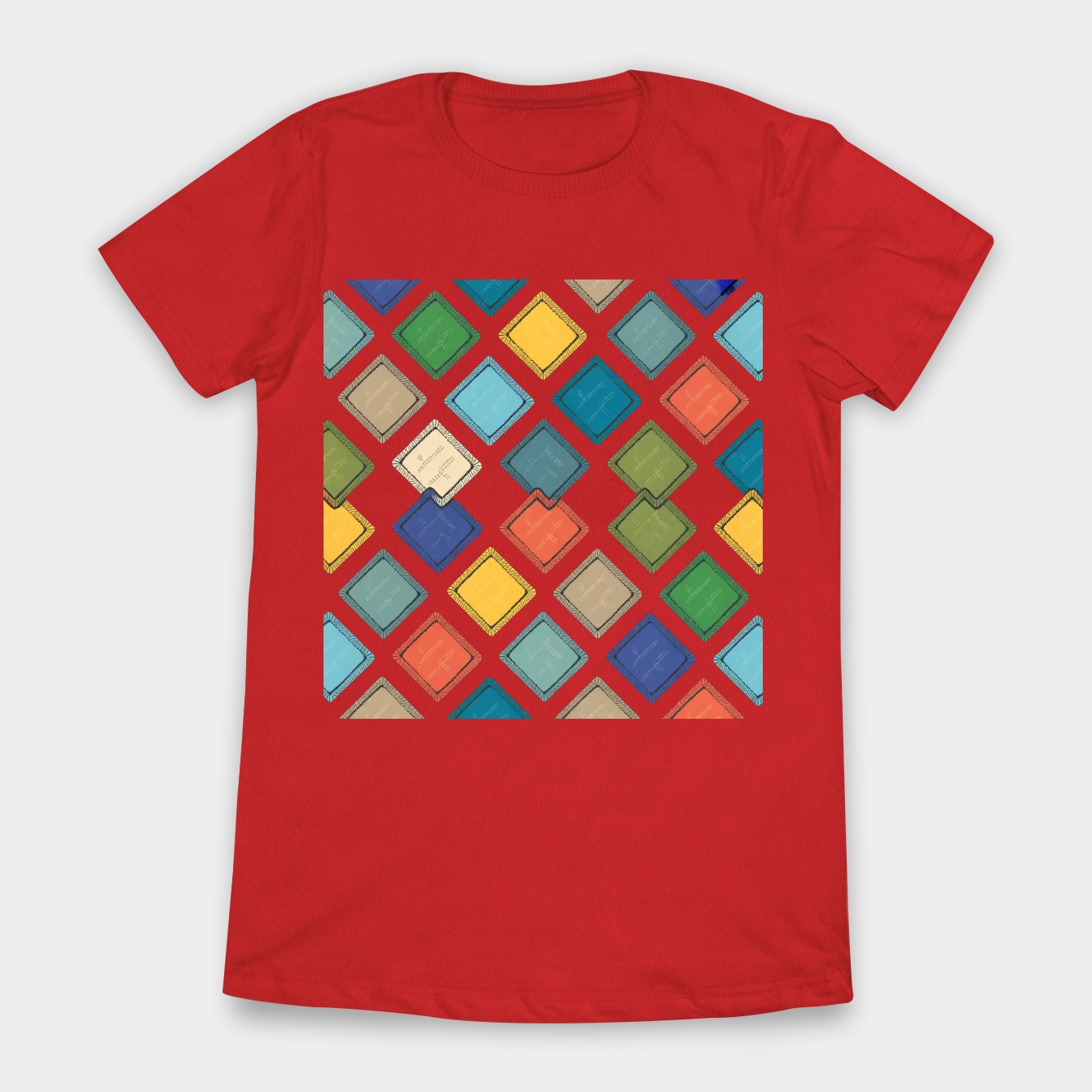Textured patches multicolored strokes shapes Women's T-Shirt