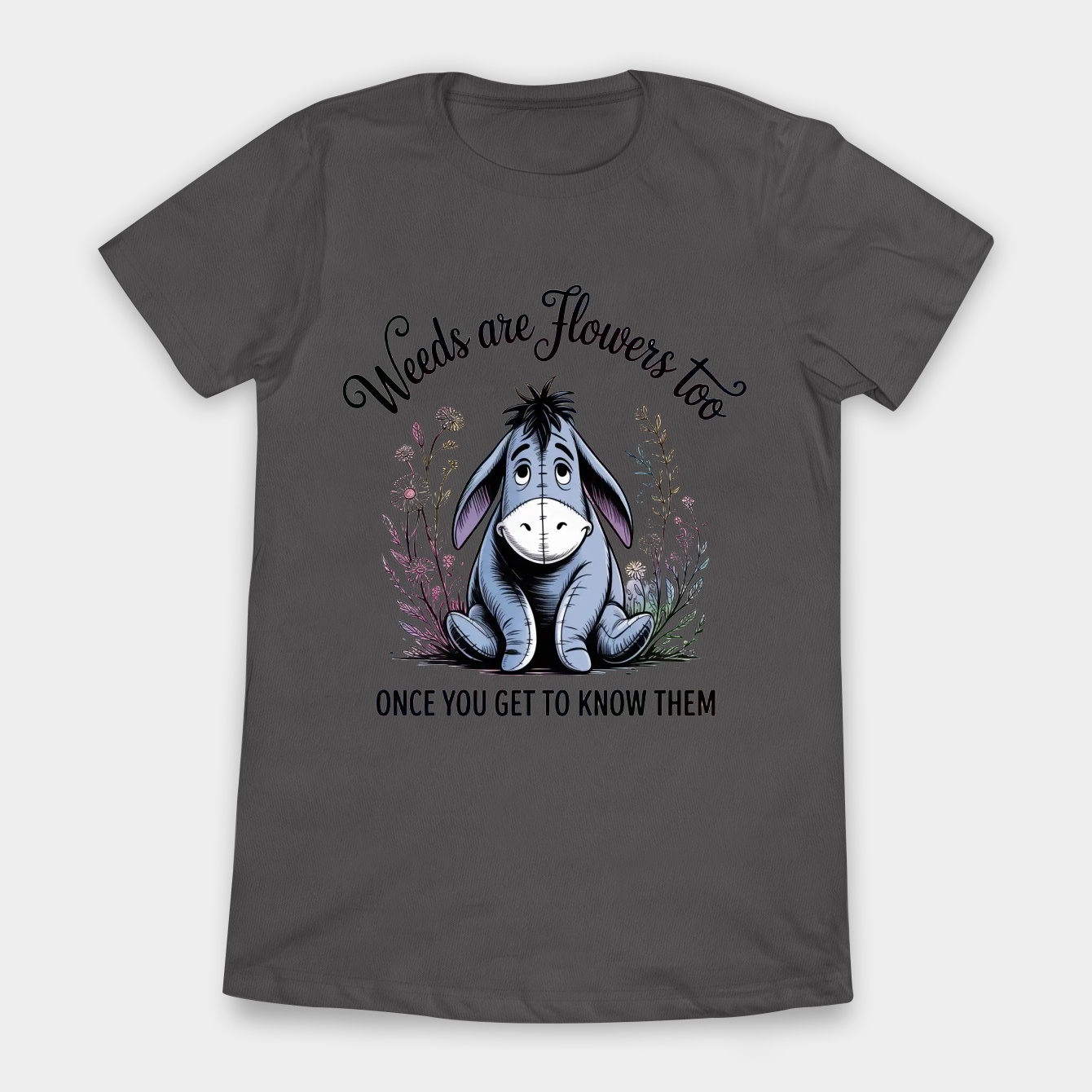 Winnie The Pooh Eeyore Weeds Are Flowers Too Girls Tie-Dye Crop Women's T-Shirt