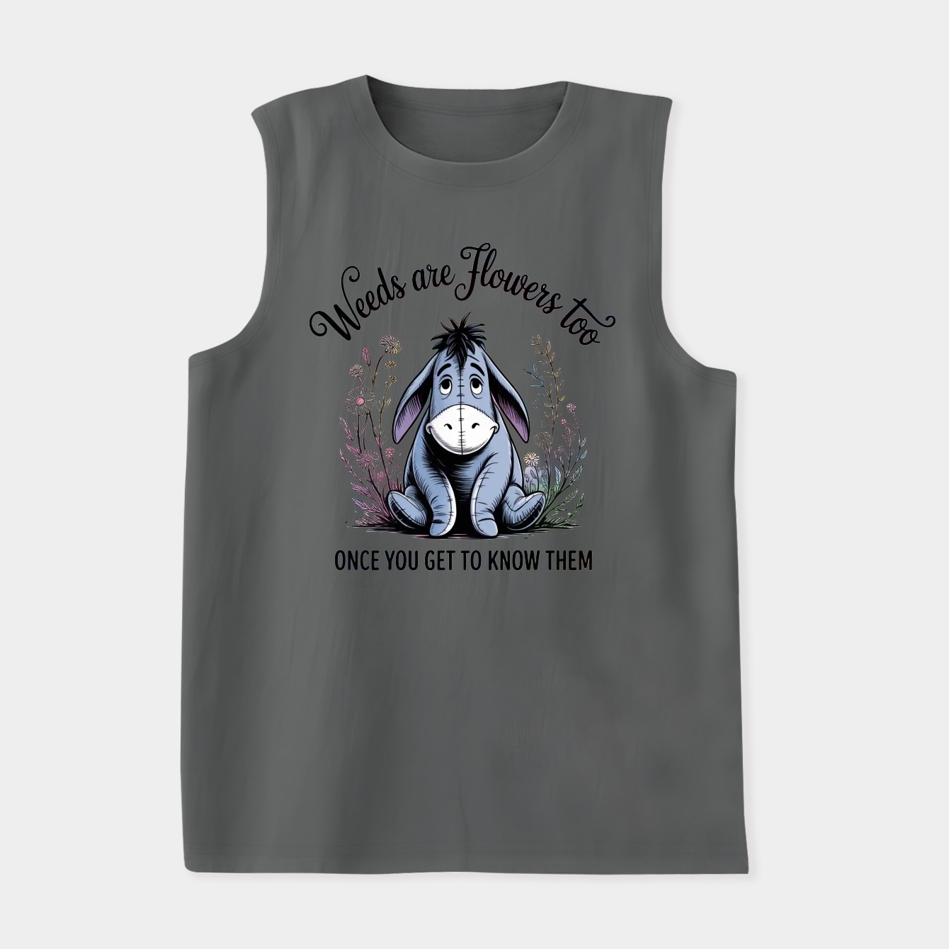 Winnie The Pooh Eeyore Weeds Are Flowers Too Girls Tie-Dye Crop Women's Soft Tank Top