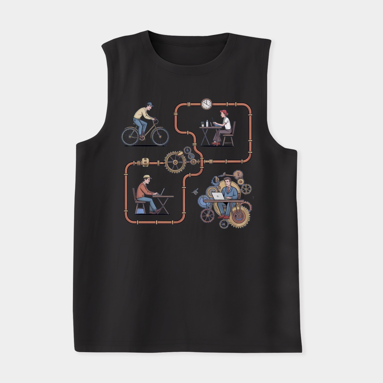 Steampunk Gig Workers Metro Map Women's Soft Tank Top