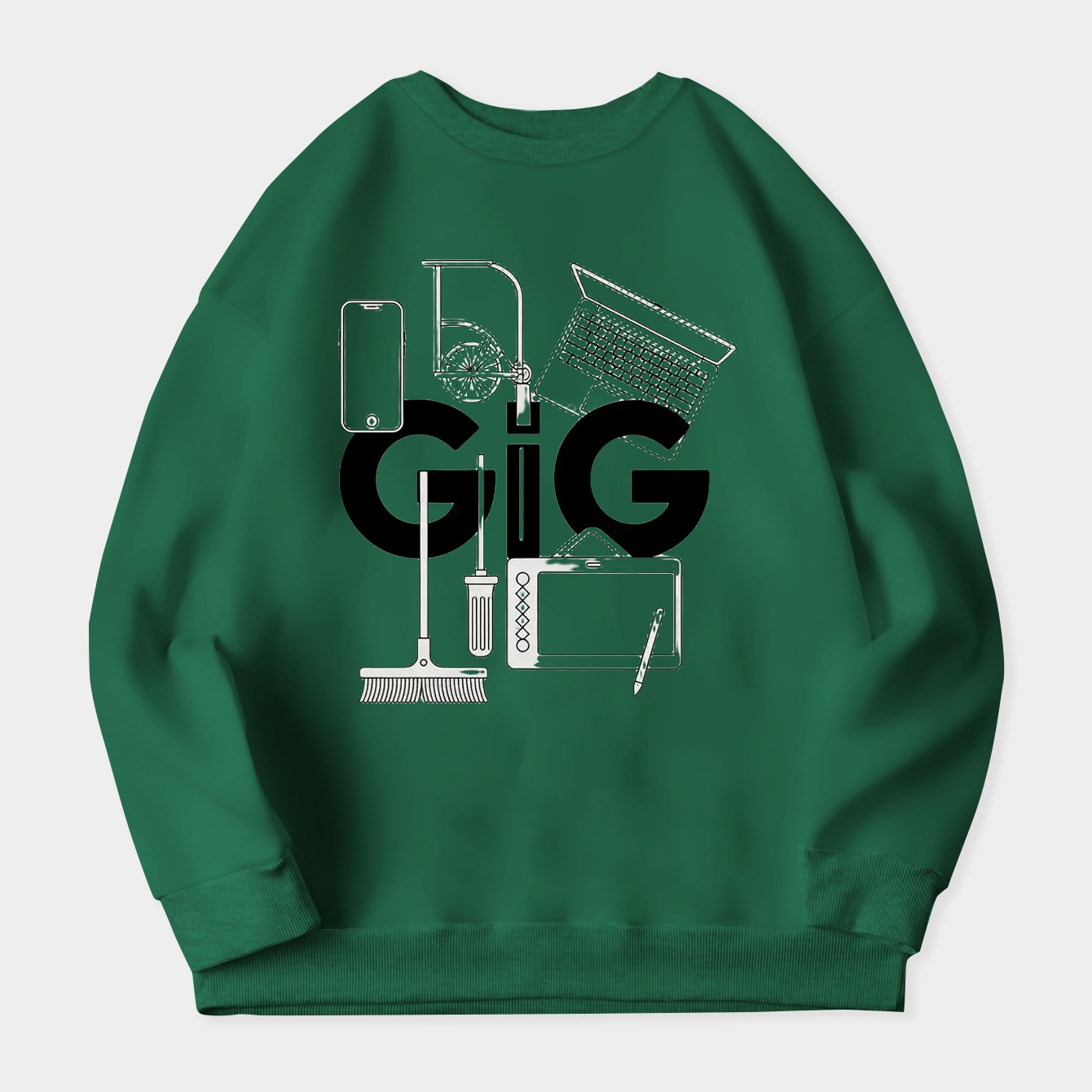 Modern Gig Worker Tools Collage Women's Crewneck Sweatshirt