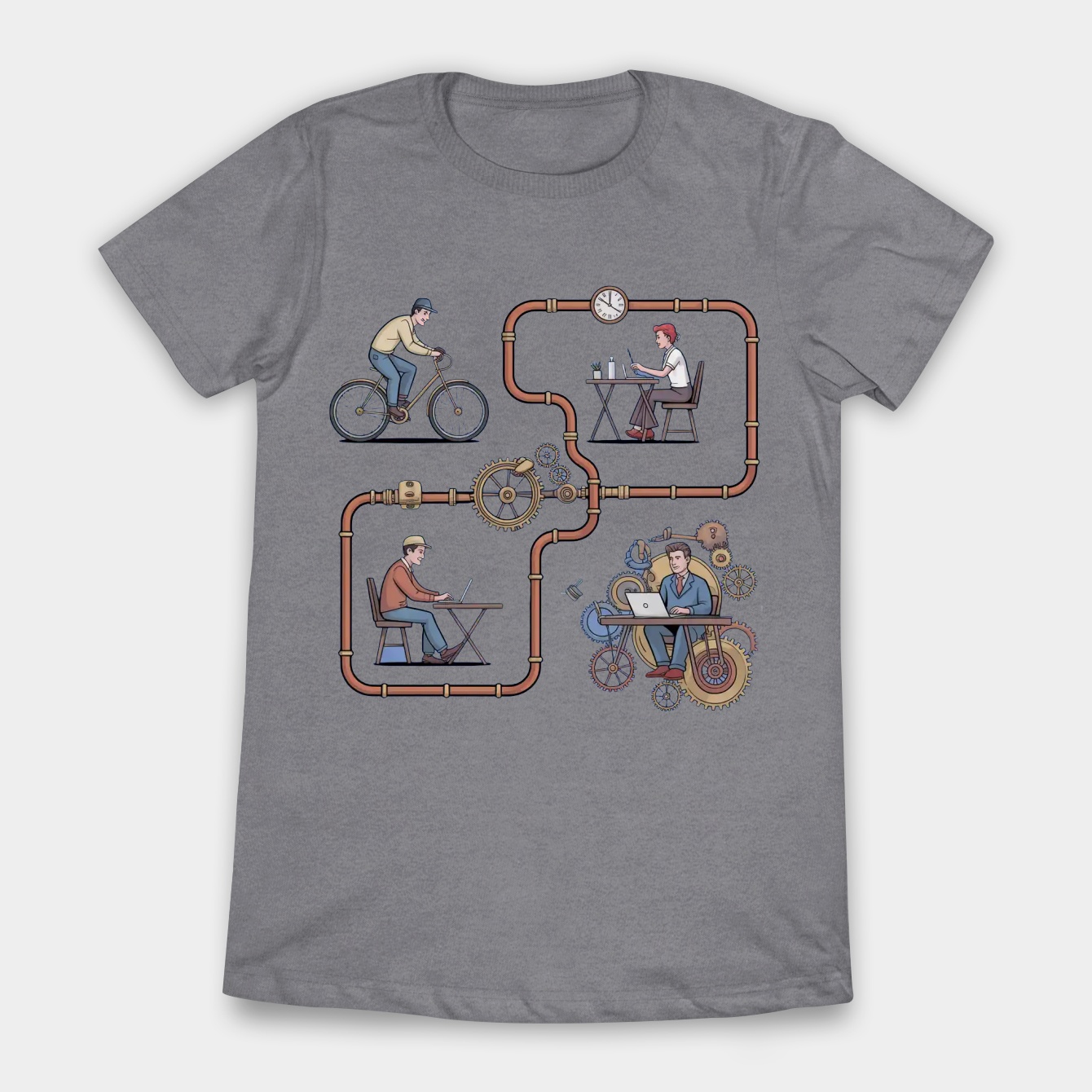 Steampunk Gig Workers Metro Map Women's T-Shirt