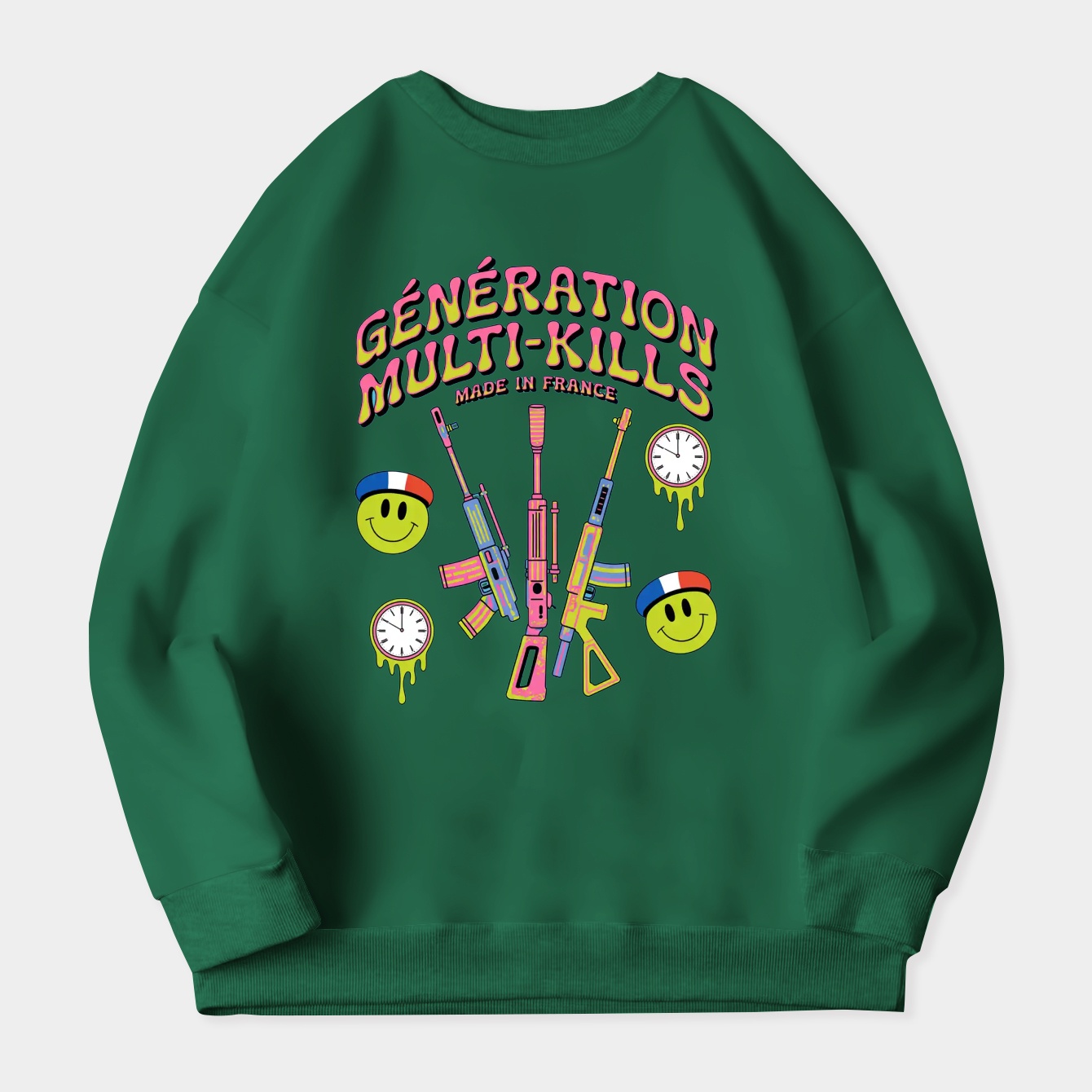 French Psychedelic Multi-Kill Generation Women's Crewneck Sweatshirt