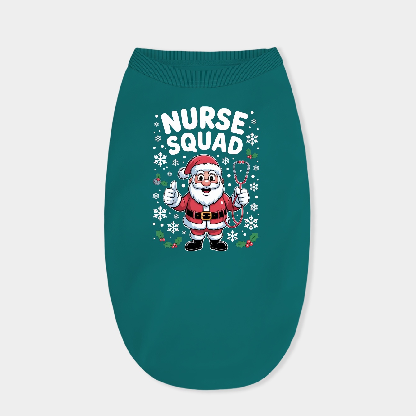 Nurse Squad Christmas Santa Scrubs Stethoscope Nurses Gifts Dog Shirt