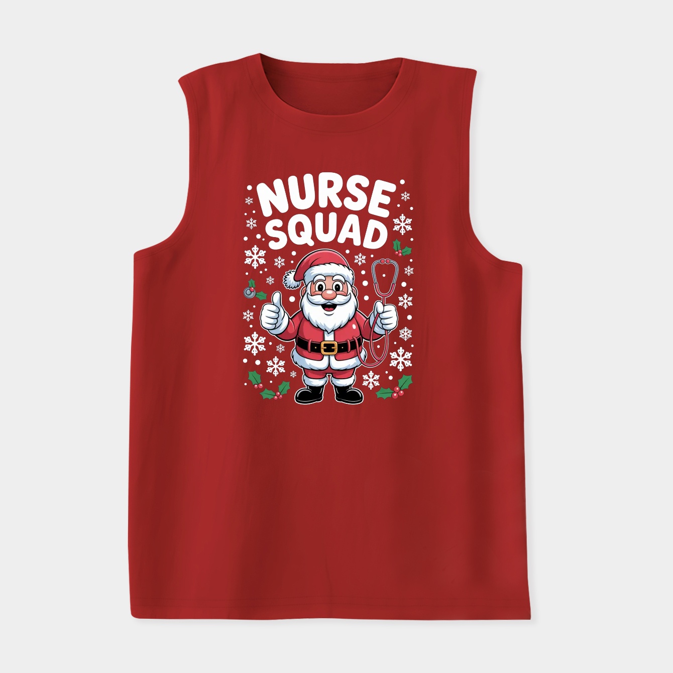 Nurse Squad Christmas Santa Scrubs Stethoscope Nurses Gifts Women's Soft Tank Top