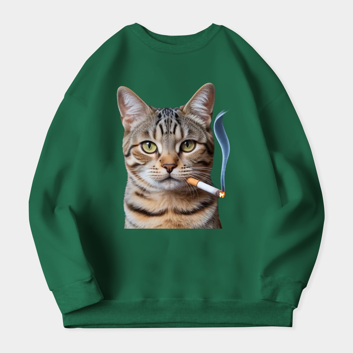 Smoking Cat Meme Women's Crewneck Sweatshirt