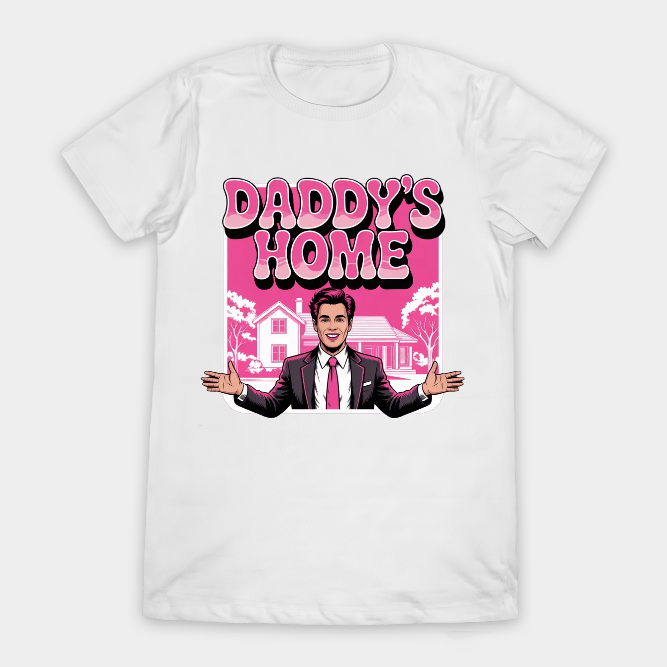 Funny Groovy Trump Pink Daddys Home Trump 2024 Women's T-Shirt