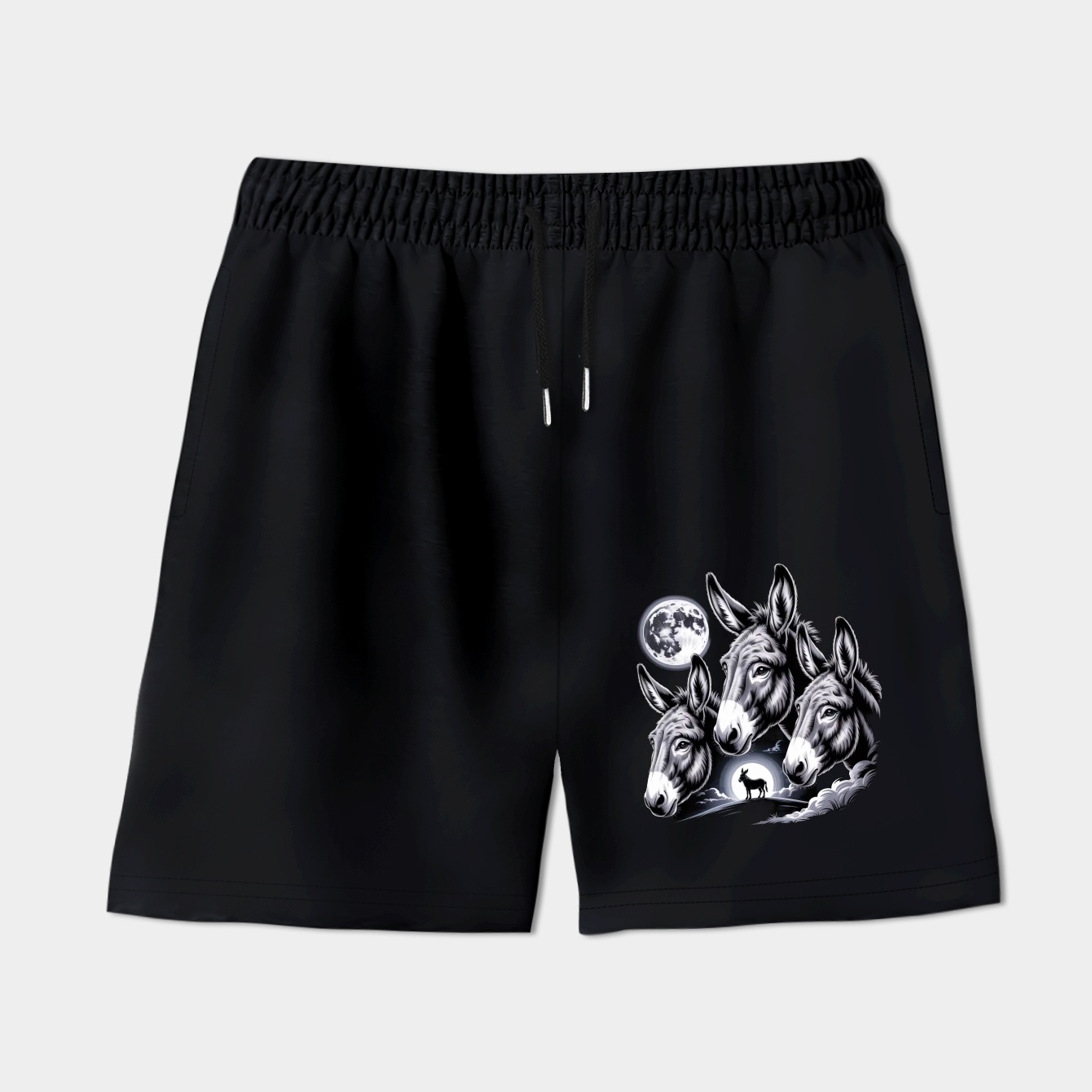 Funny Donkey and Moon Farm Animals Lover Vintage Women's Shorts