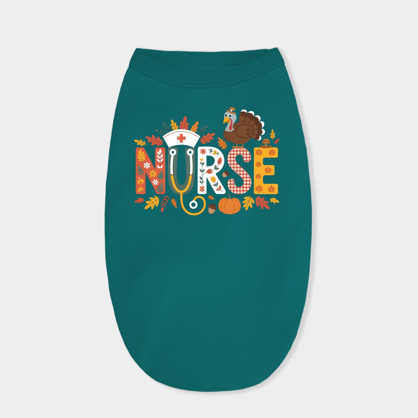 Funny Heartbeat Turkey Nurse Thanksgiving Fall Dog Shirt