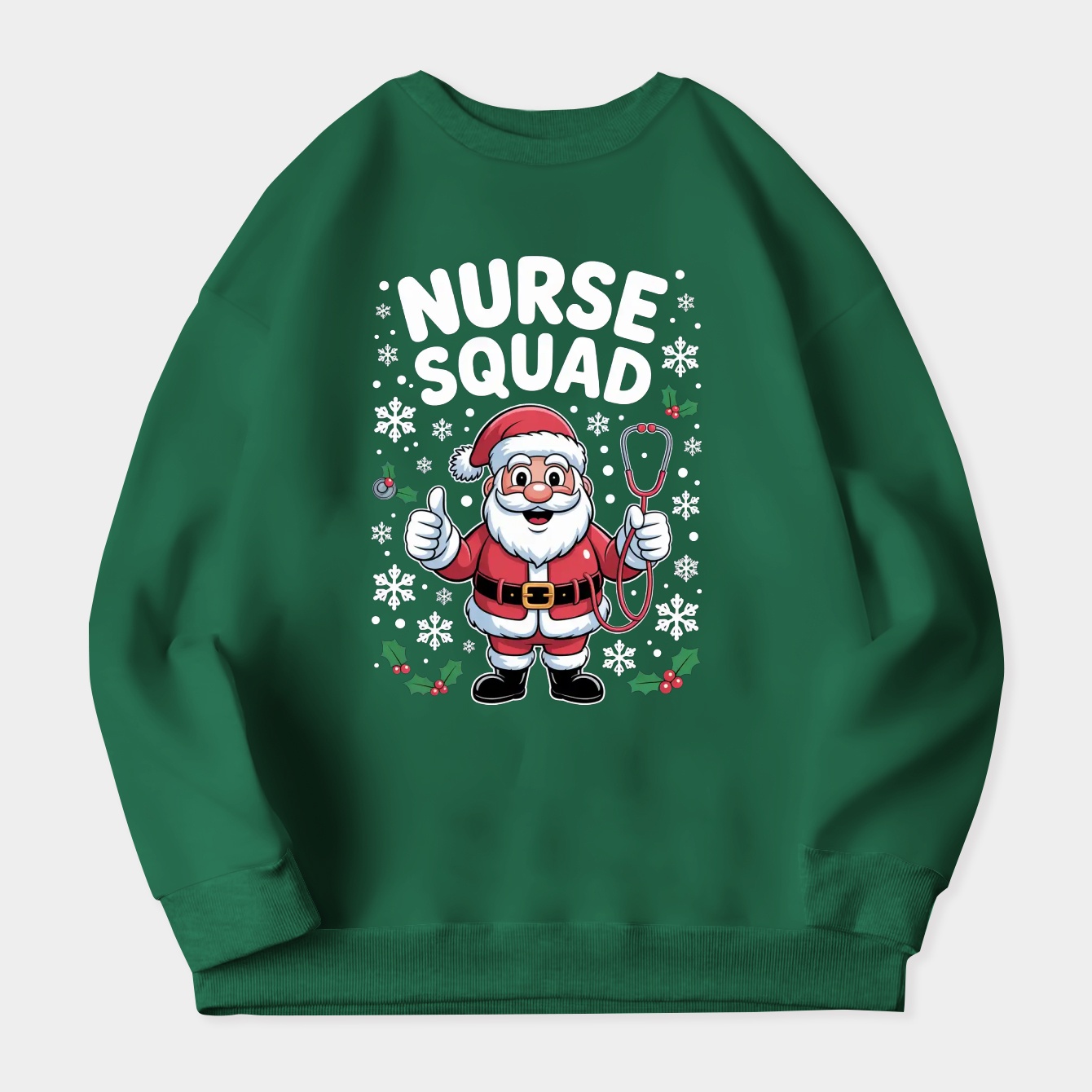 Nurse Squad Christmas Santa Scrubs Stethoscope Nurses Gifts Women's Crewneck Sweatshirt
