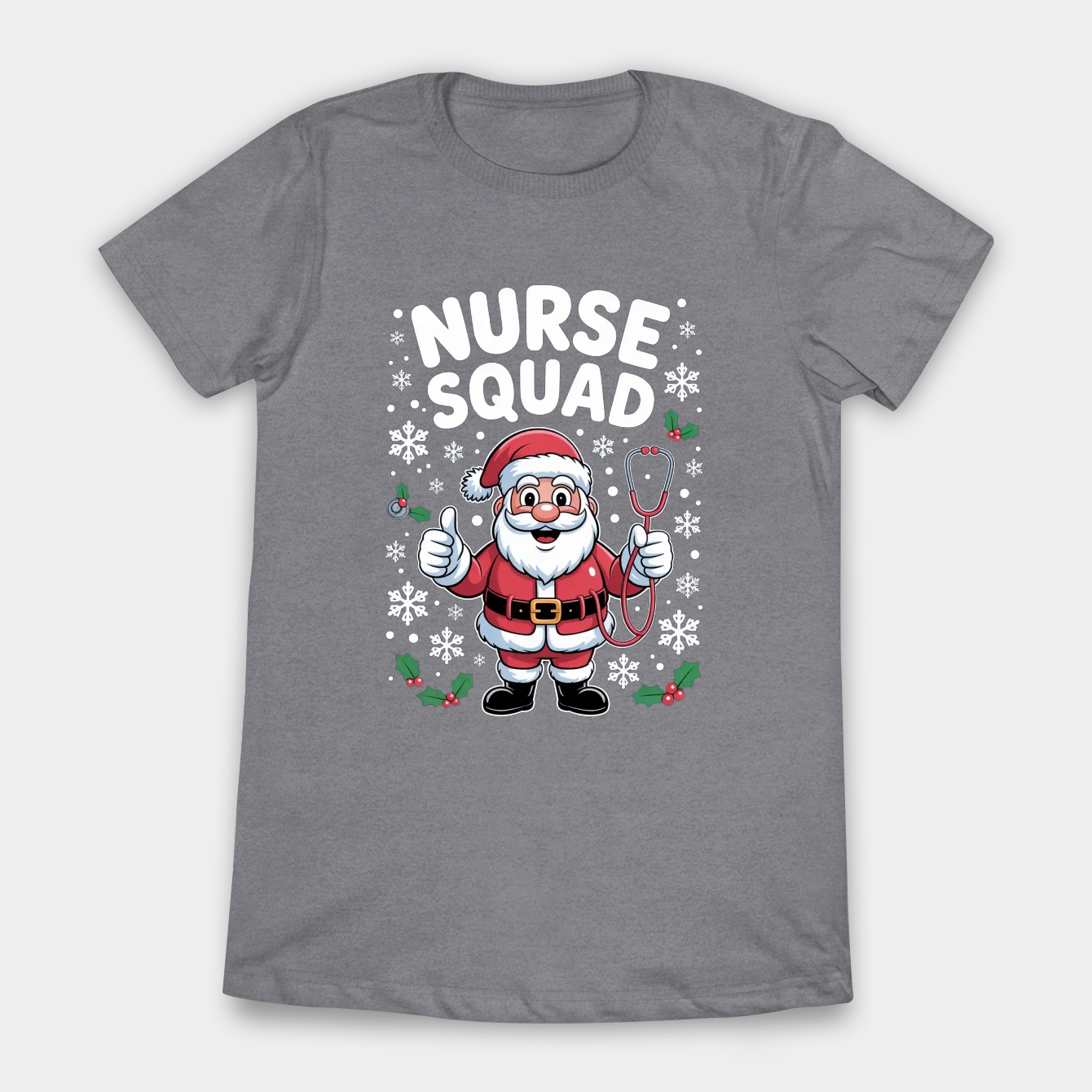 Nurse Squad Christmas Santa Scrubs Stethoscope Nurses Gifts Women's T-Shirt