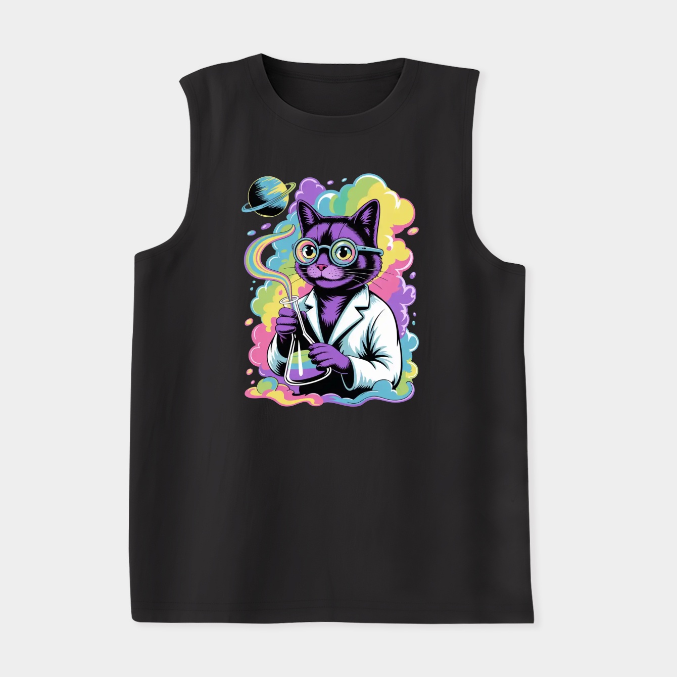Cosmic Catalyst A Trippy Cat's Alchemical Women's Soft Tank Top