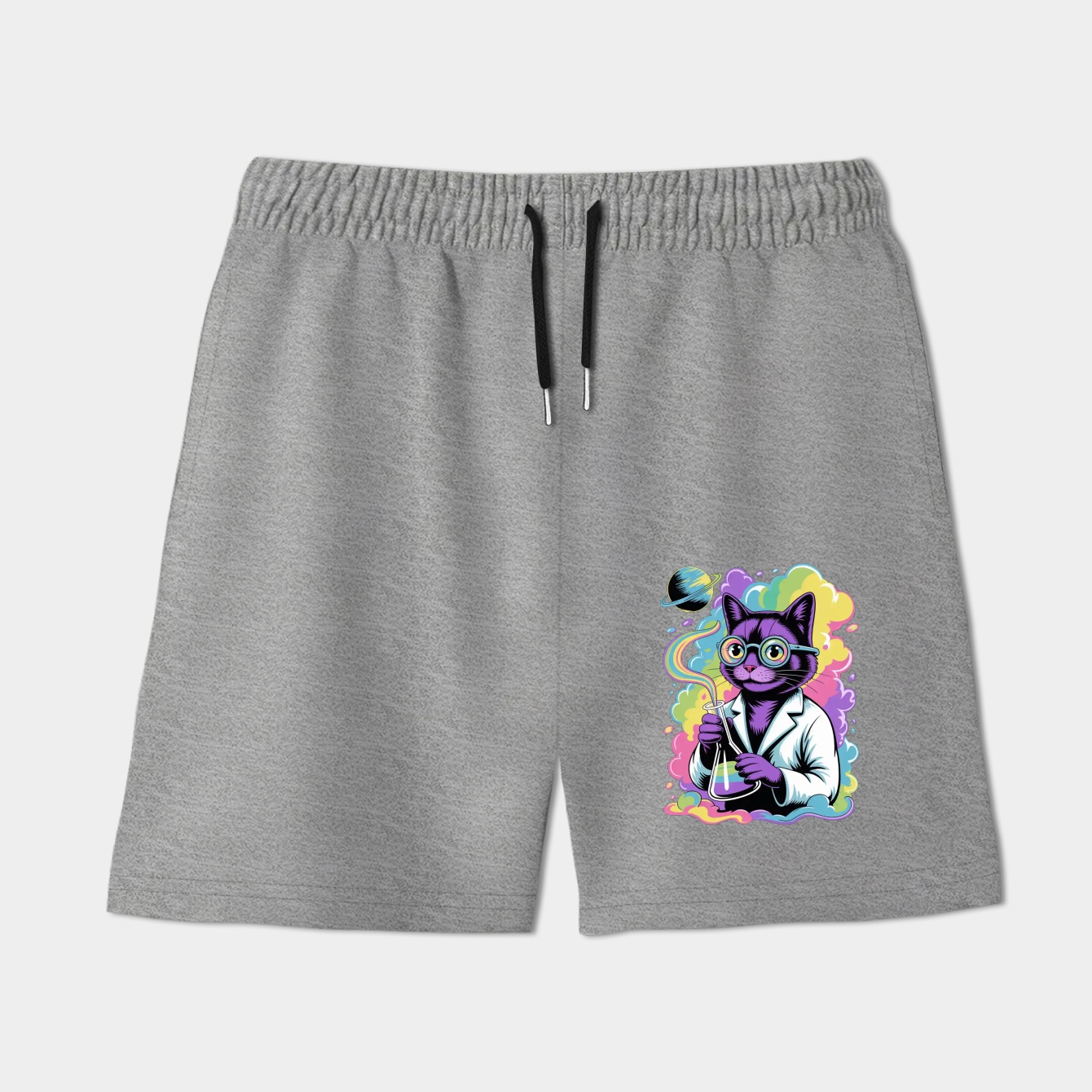 Cosmic Catalyst A Trippy Cat's Alchemical Women's Shorts