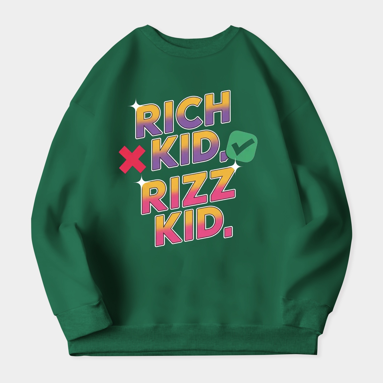 rizz kid rich kid Women's Crewneck Sweatshirt