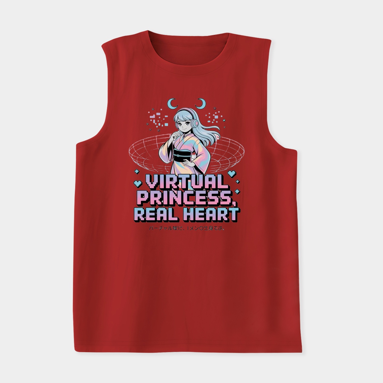 Virtual Princess, Real Heart Vaporwave Women's Soft Tank Top