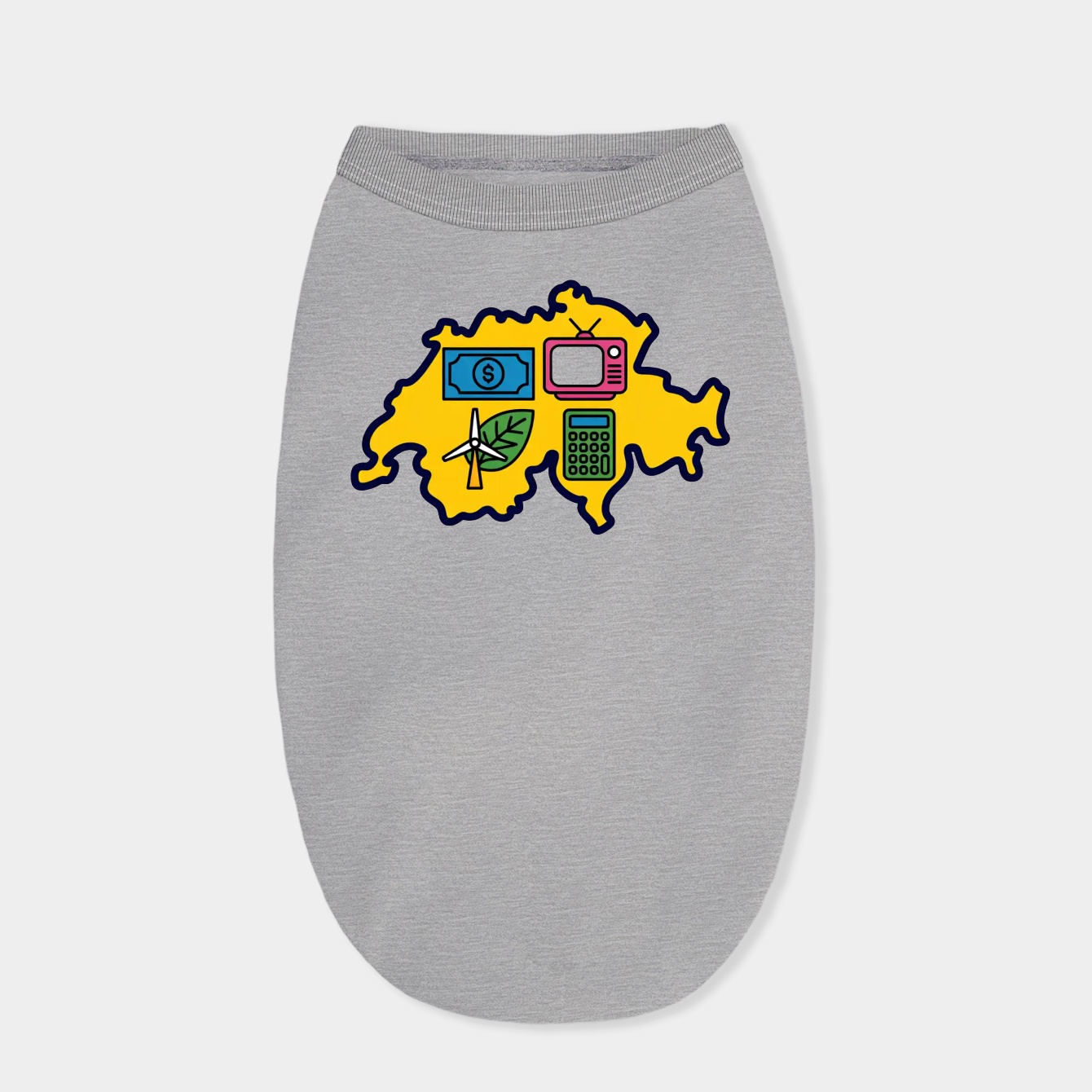 Swiss Economy Icons Map Dog Shirt