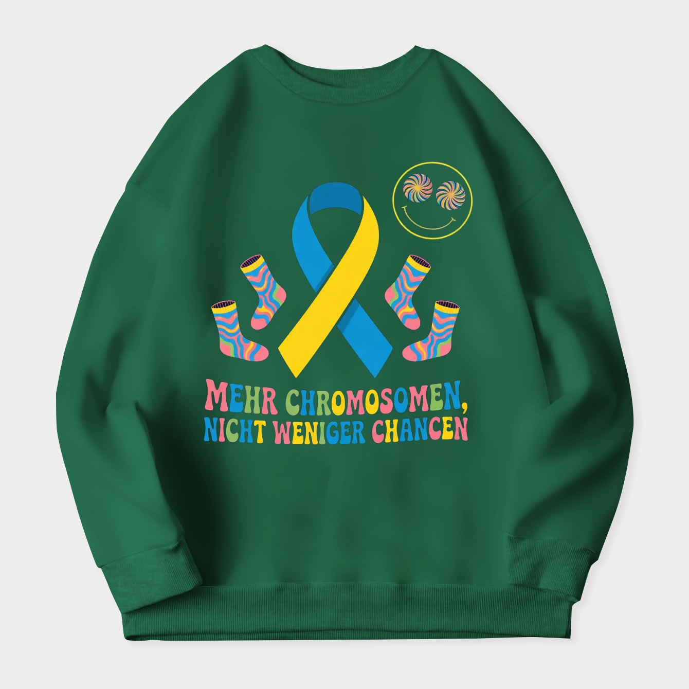 Psychedelic Down Syndrome Pride Ribbon Women's Crewneck Sweatshirt