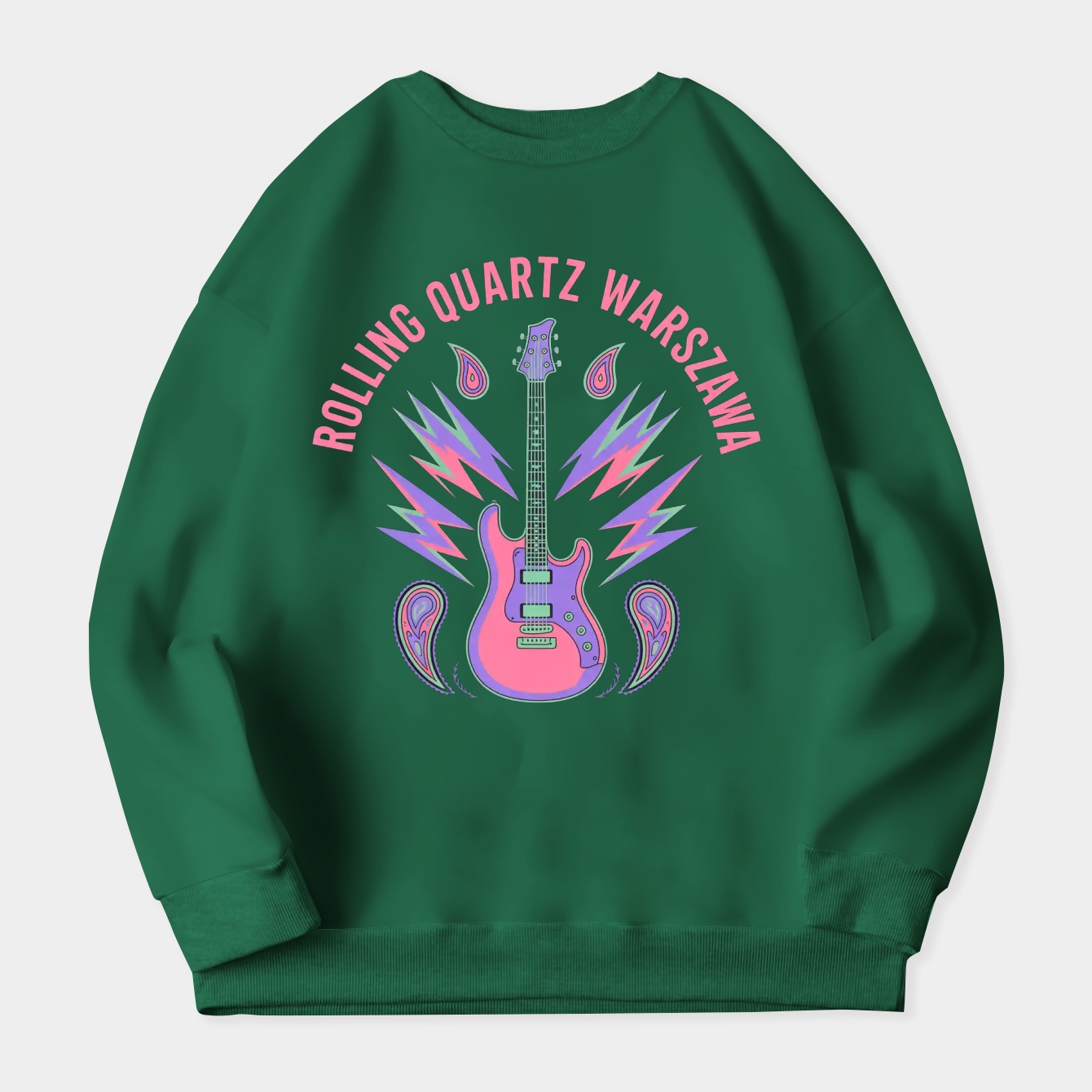 Rolling Quartz Neon Warsaw Guitar Women's Crewneck Sweatshirt