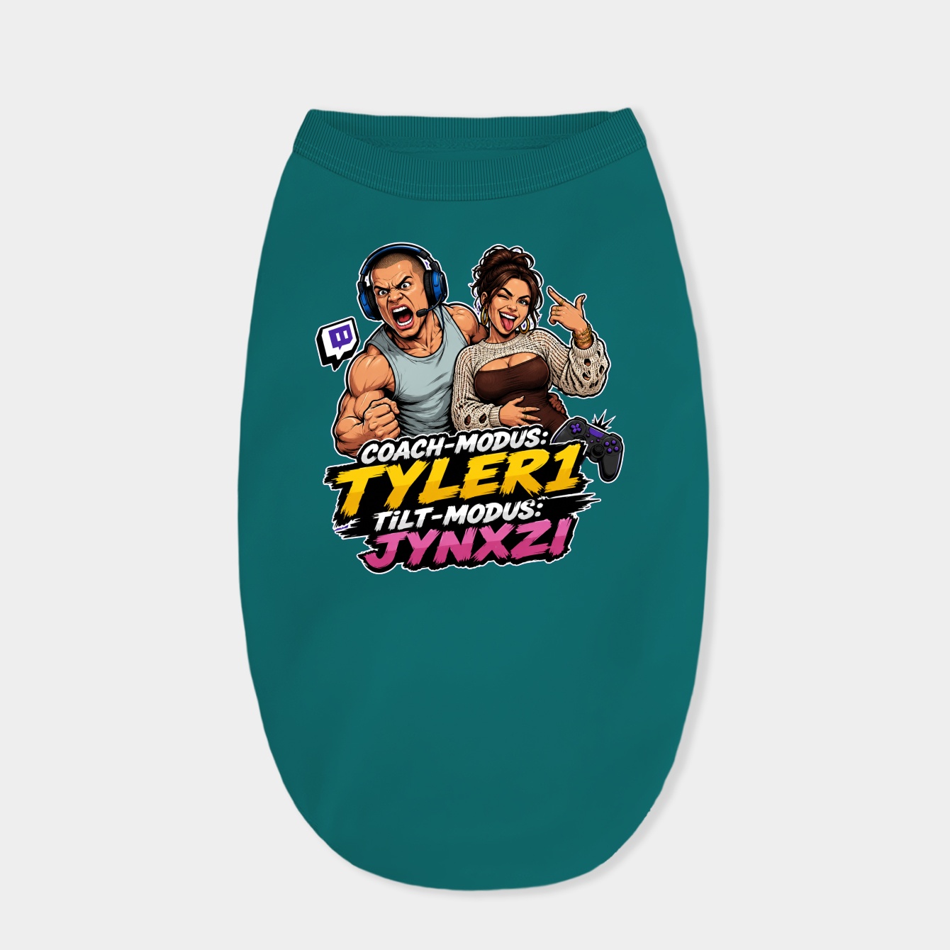 Streamer Mascot on Tilt Dog Shirt