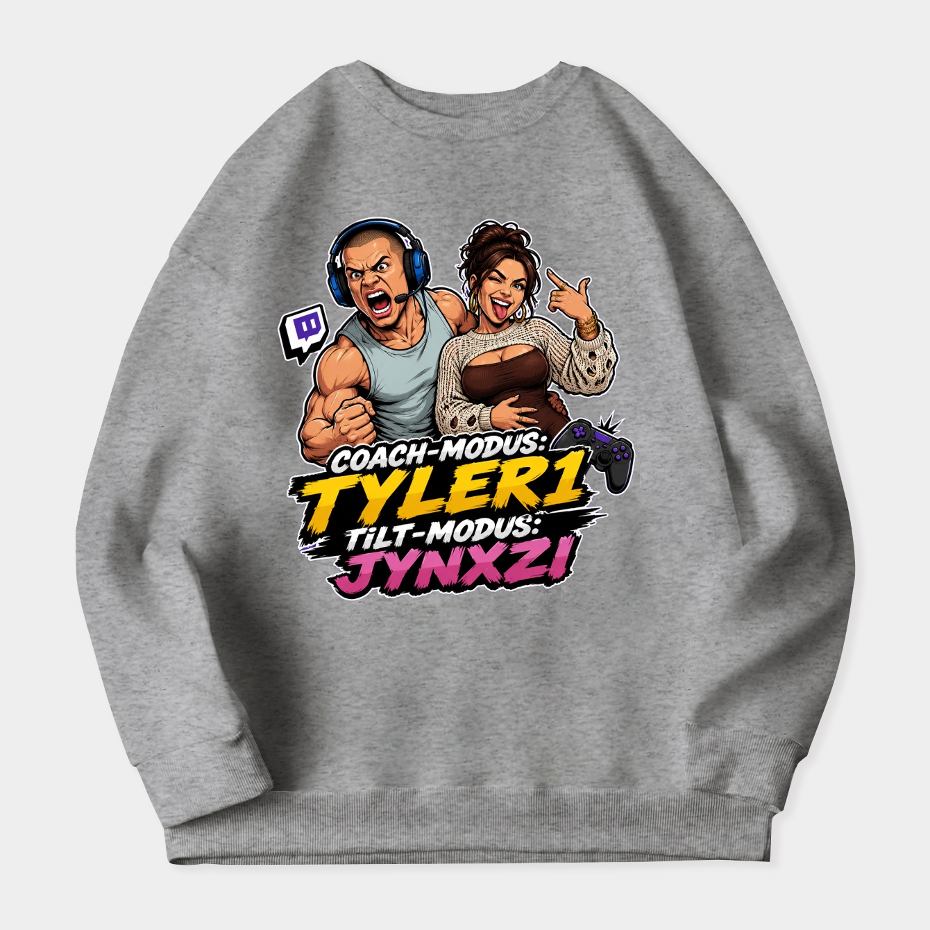 Streamer Mascot on Tilt Women's Crewneck Sweatshirt